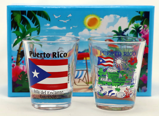 Puerto Rico Caribbean Shot Glass Boxed Set (Set of 2)