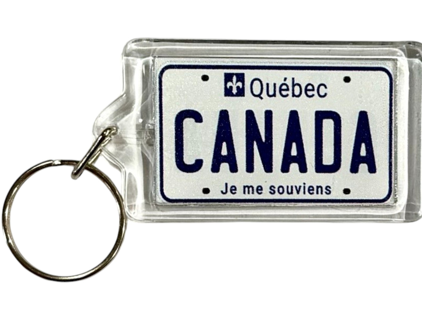 Quebec Canada License Plate Acrylic Rectangular Souvenir Keychain 2.5" X 1.5"