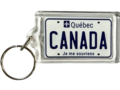 Quebec Canada License Plate Acrylic Rectangular Souvenir Keychain 2.5" X 1.5"