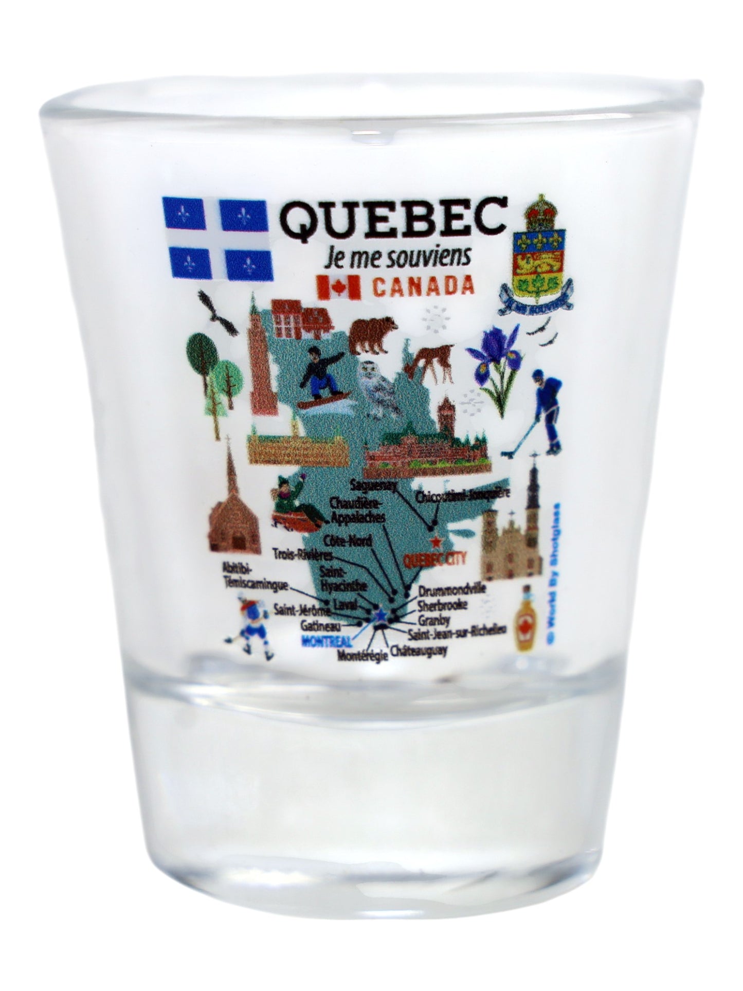 Quebec Canada Map and Attractions Collage Shot Glass