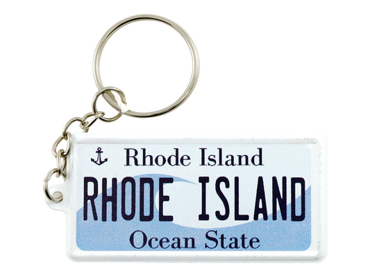 Rhode Island License Plate Aluminum Ultra-Slim Rectangular Souvenir Keychain 2.5" X 1.25"x 0.06"