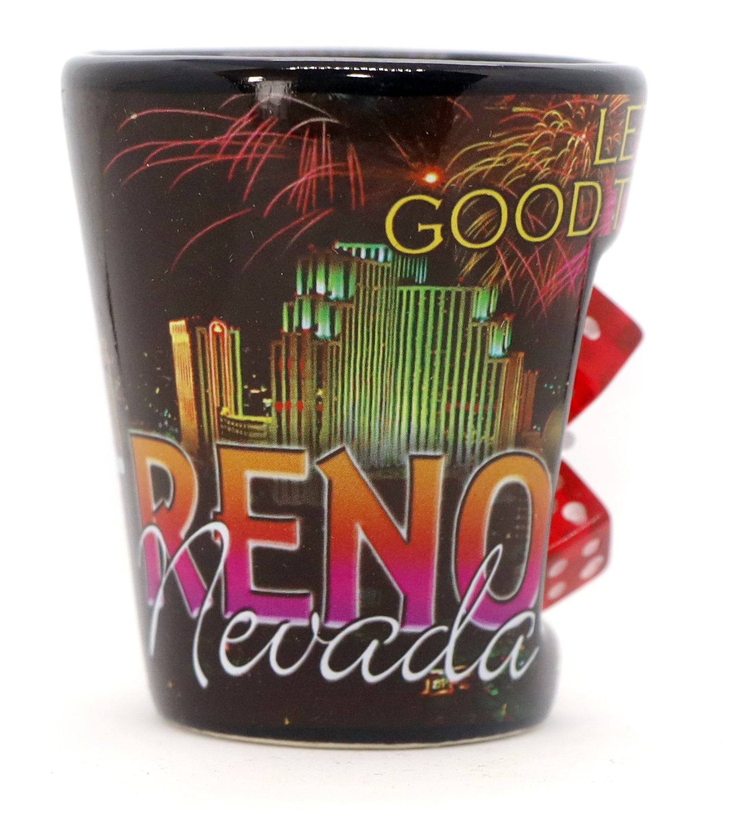 Reno Nevada Dice Collage Black Shot Glass