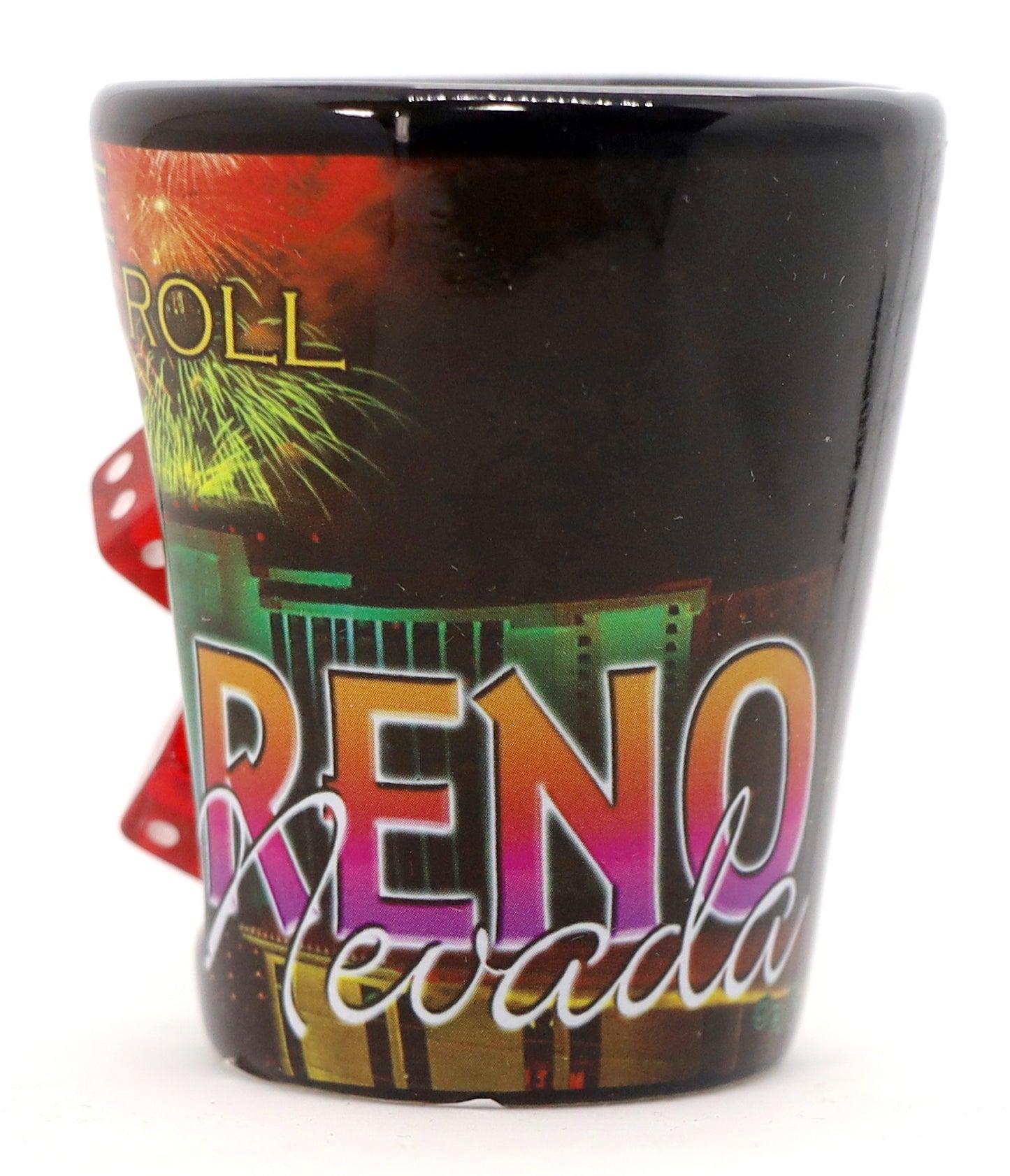 Reno Nevada Dice Collage Black Shot Glass