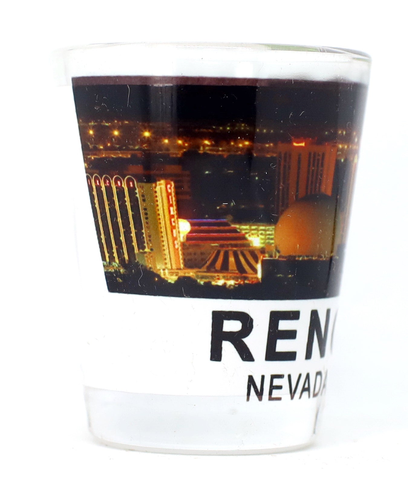 Reno Nevada Night City Skyline Color Photo Shot Glass