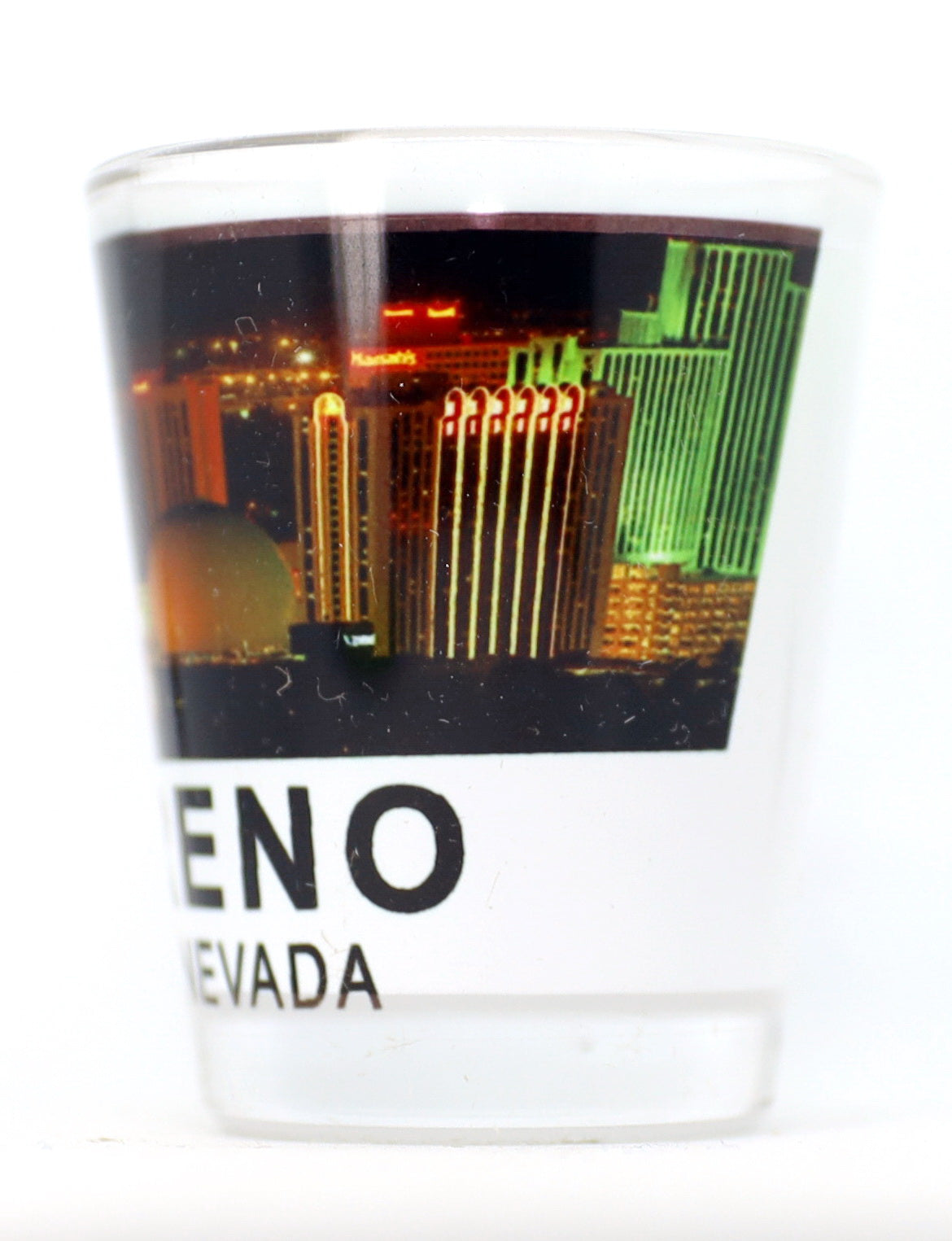 Reno Nevada Night City Skyline Color Photo Shot Glass
