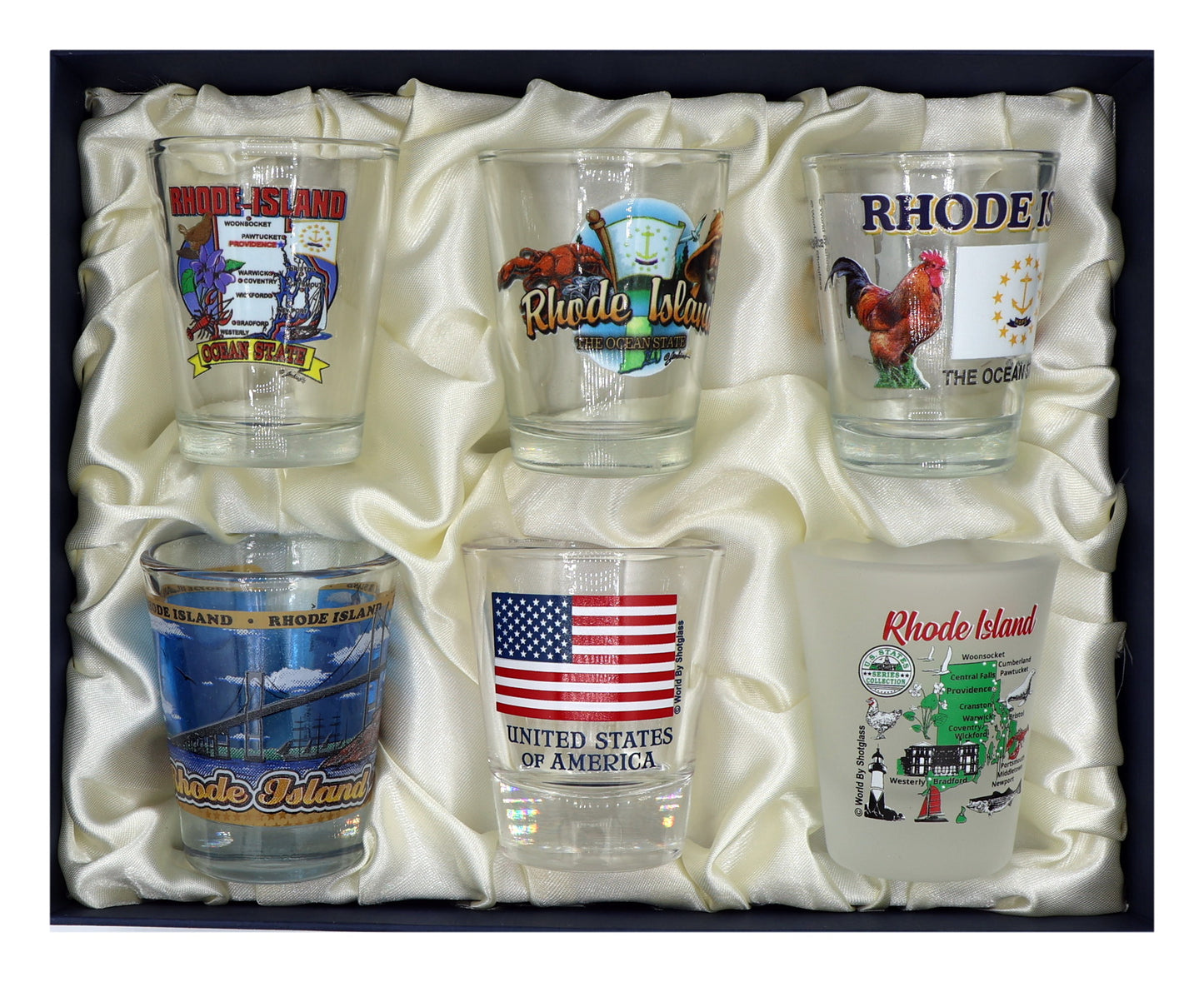 Rhode Island United States USA Souvenir Boxed Shot Glass Set (Set of 6)