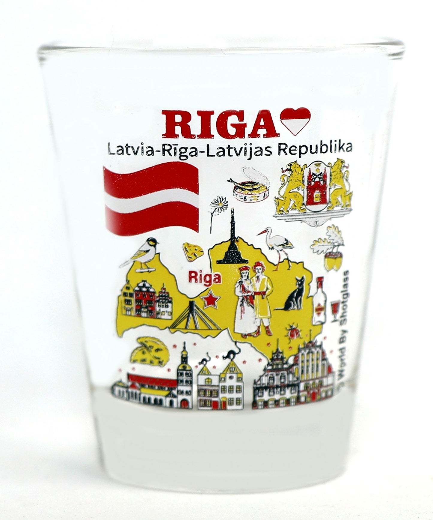 Riga Latvia Landmarks and Icons Collage Shot Glass