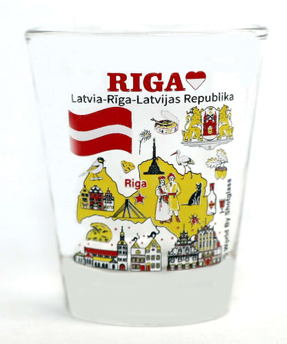 Latvia Souvenir Boxed Shot Glass Set (Set of 2)