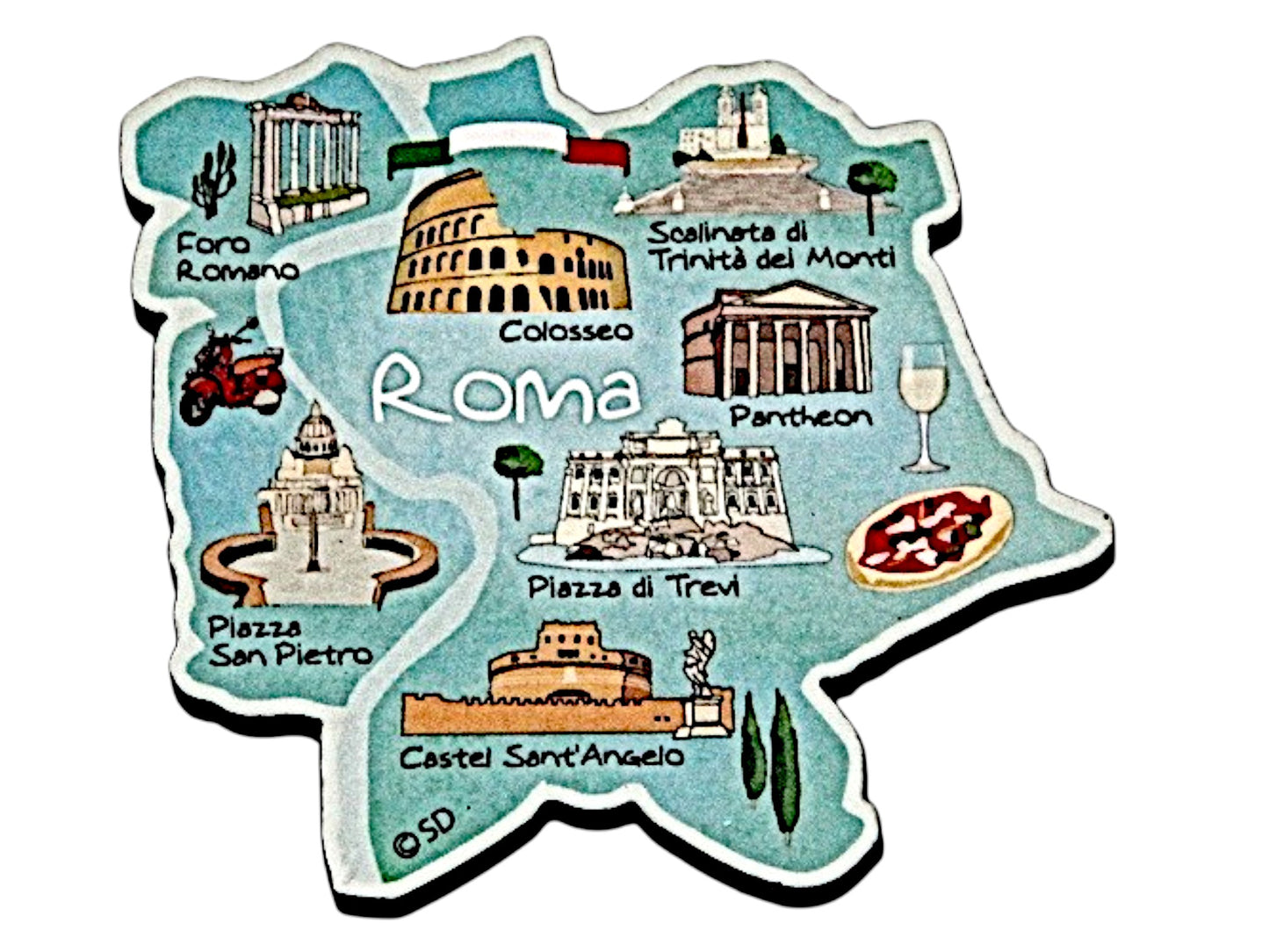 Rome Italy Decowood Jumbo Wood Fridge Magnet 3.6" x 3.75"