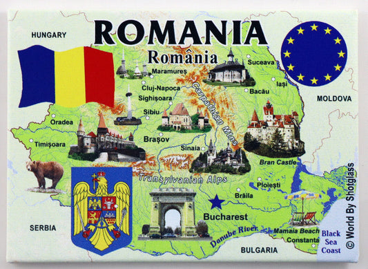 Romania EU Series Souvenir Fridge Magnet 2.5 inches X 3.5 inches