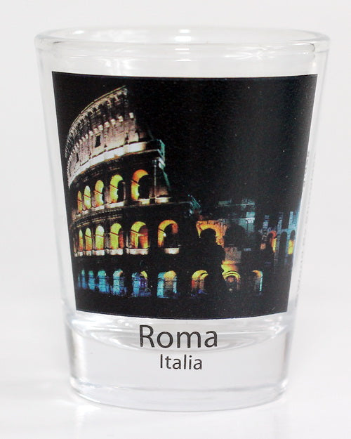 Rome Italy Colosseum Night View Color Photo Shot Glass