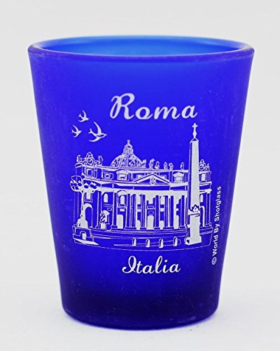 Rome Italy Vatican Cobalt Blue Frosted Shot Glass