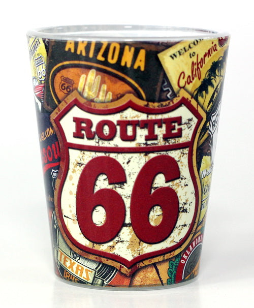 Route 66 Distressed Poster Design Shot Glass RTP