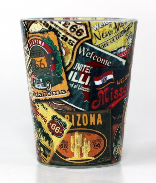 Route 66 Distressed Poster Design Shot Glass RTP