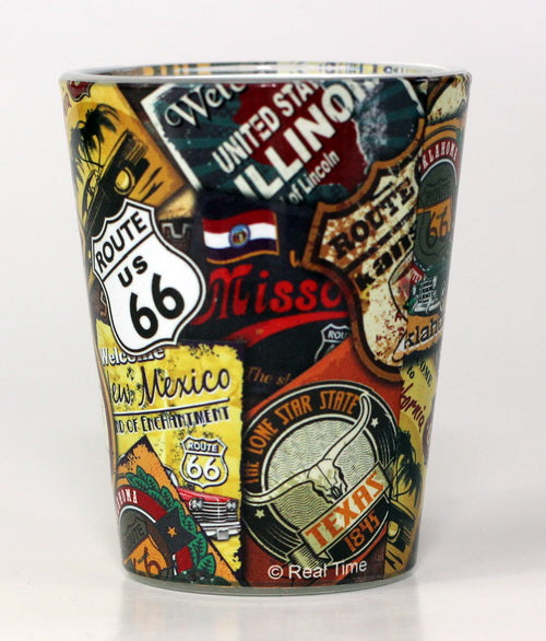 Route 66 Distressed Poster Design Shot Glass RTP