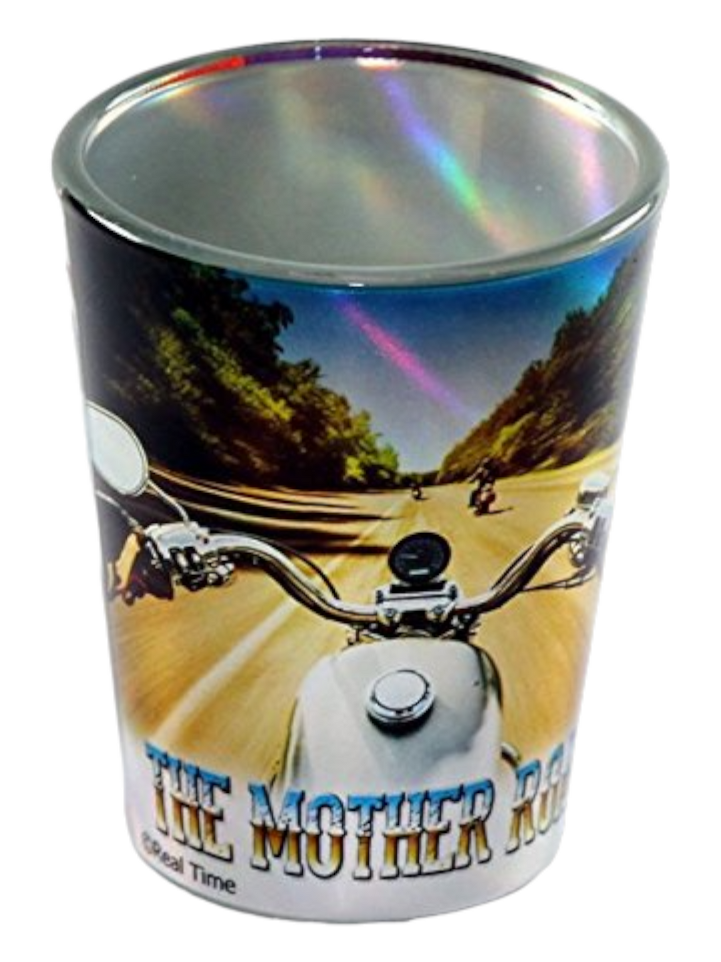 Route 66 Metallic Eagle Biker Full Wrap Shot Glass