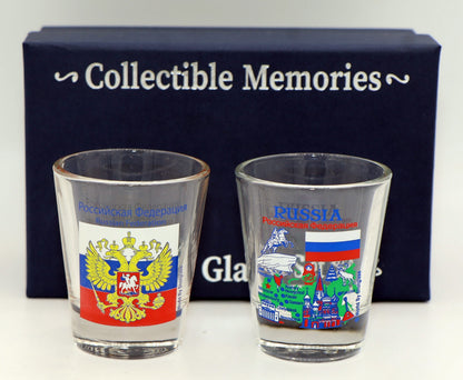 Russia Souvenir Boxed Shot Glass Set (Set of 2)