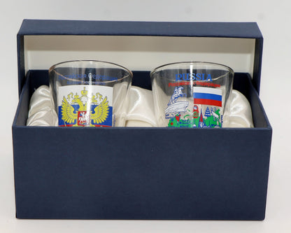 Russia Souvenir Boxed Shot Glass Set (Set of 2)