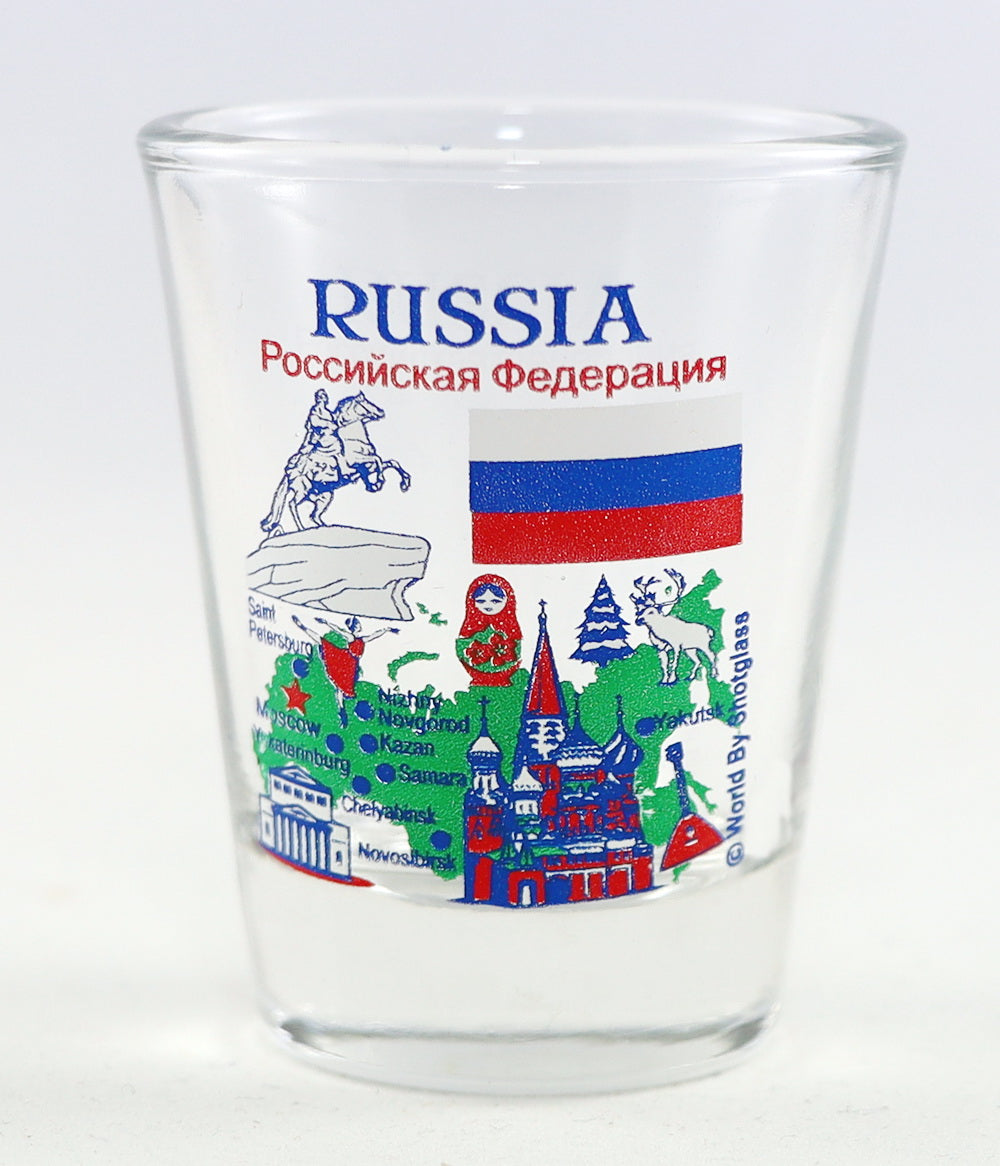 Russia Landmarks and Icons Collage Shot Glass