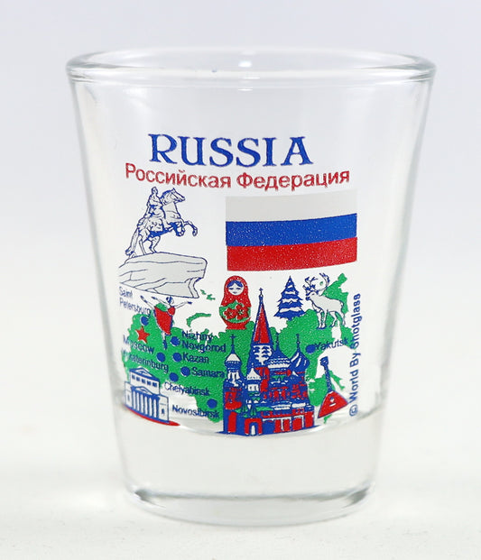 Russia Landmarks and Icons Collage Shot Glass