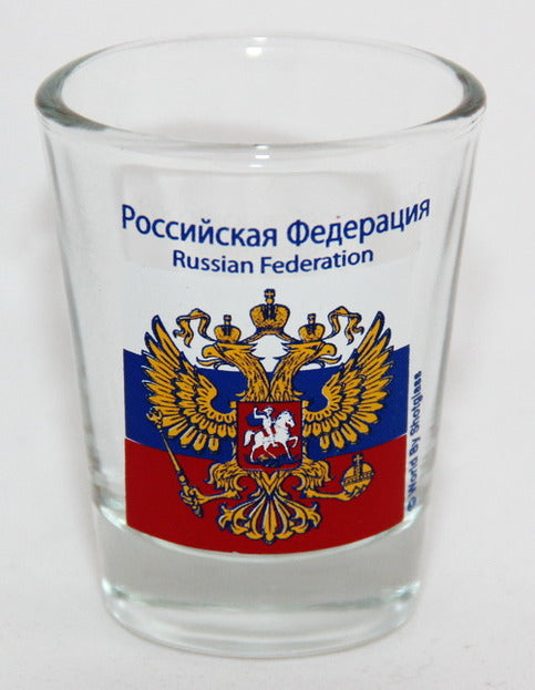 Russia Coat Of Arms and Flag Shot Glass