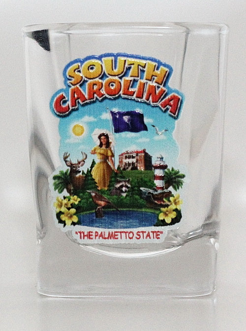 South Carolina State Montage Square Shot Glass