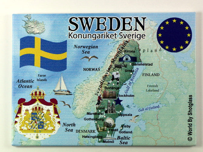 Sweden EU Series Souvenir Fridge Magnet 2.5 inches X 3.5 inches