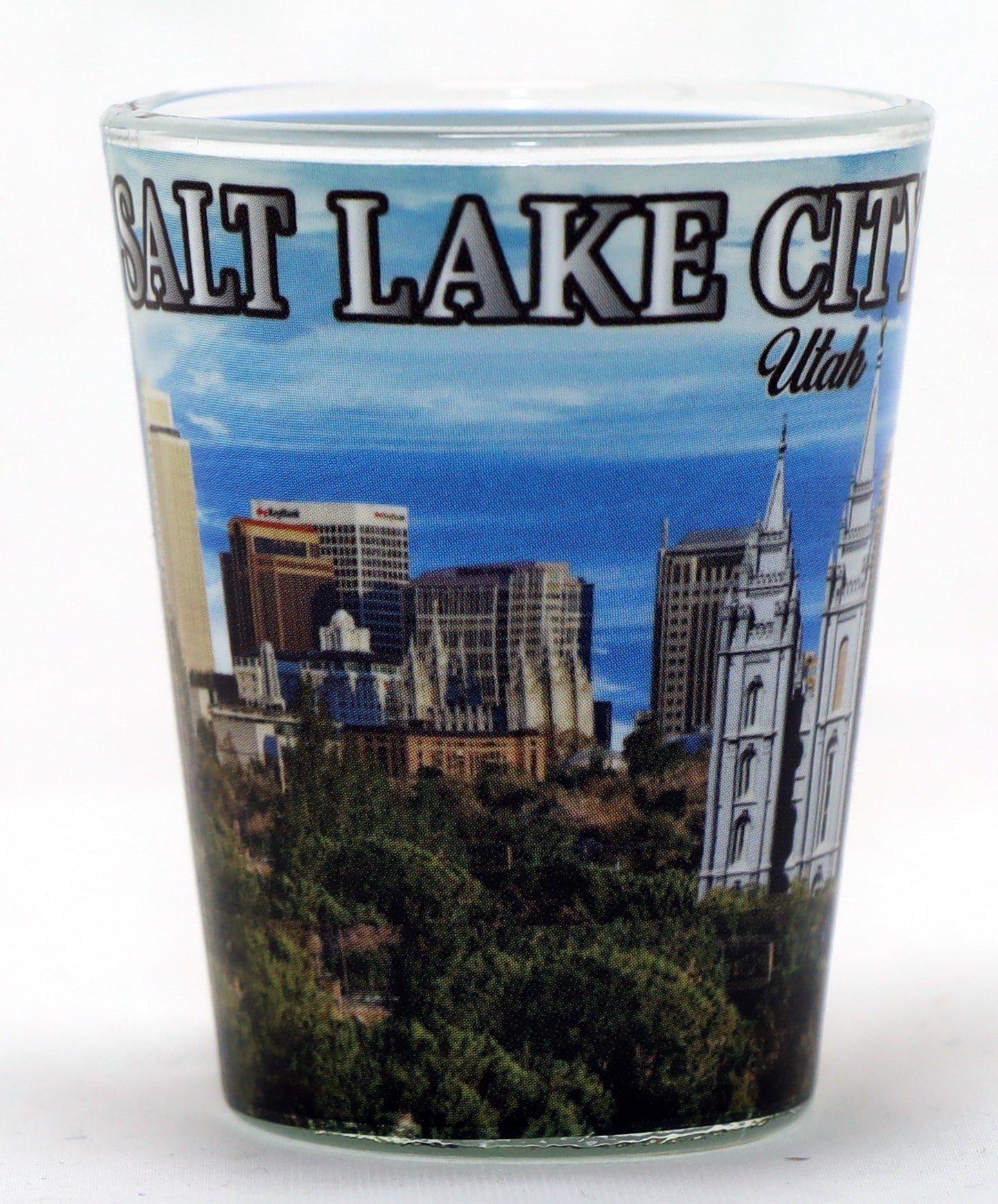 Salt Lake City Utah Promo Blue Skyline Shot Glass