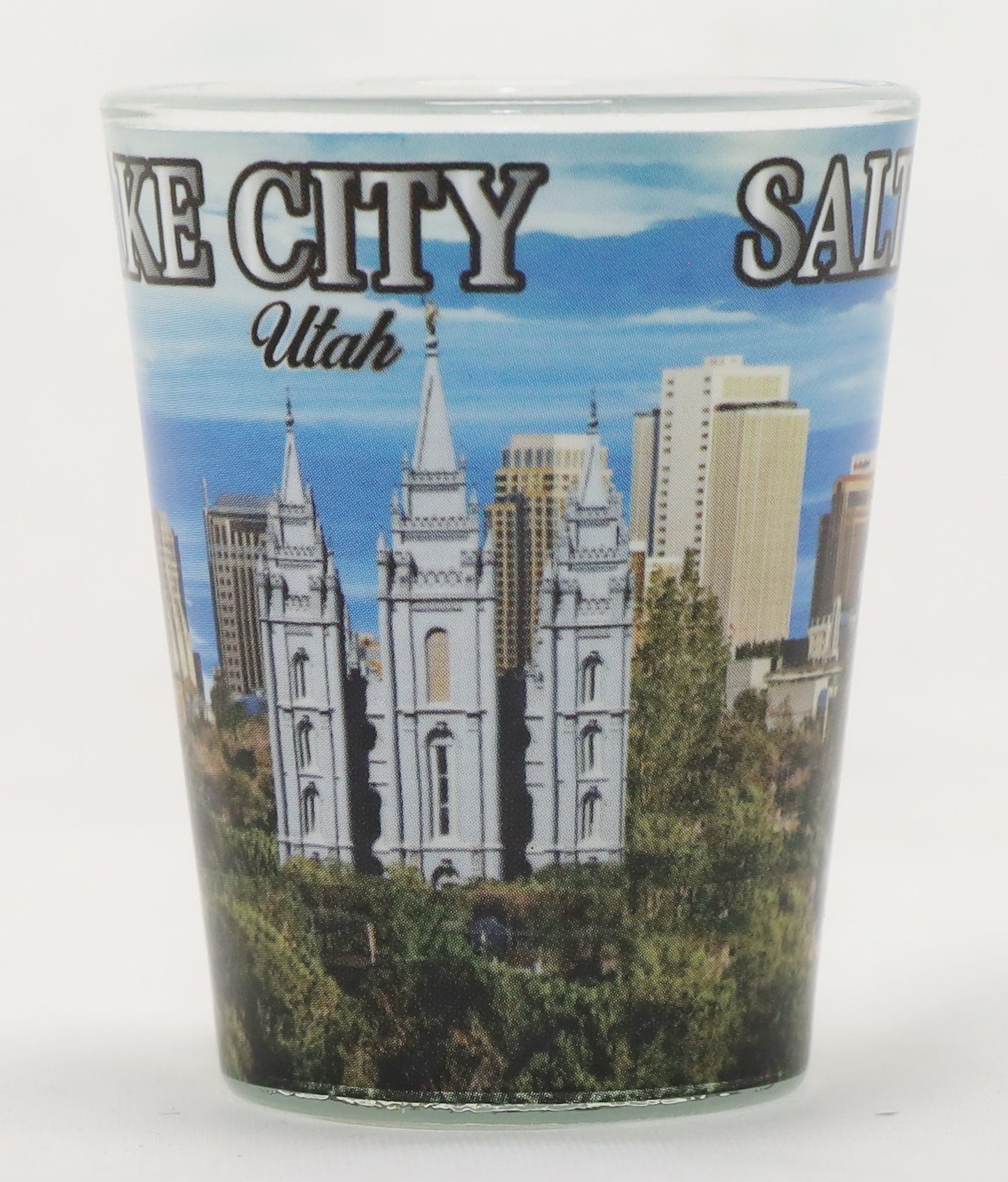 Salt Lake City Utah Promo Blue Skyline Shot Glass