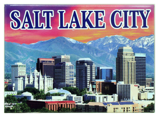 Salt Lake City Utah Skyline Photo Collector's Souvenir Magnet 2.5" x 3.5"