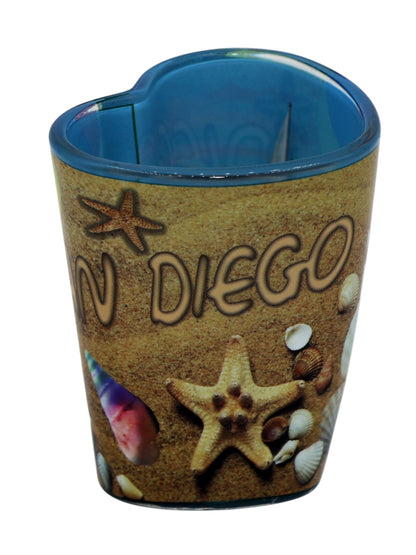 San Diego California Beach Scene Heart Shaped Shot Glass