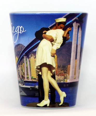 San Diego California Kissing Sailor Shot Glass