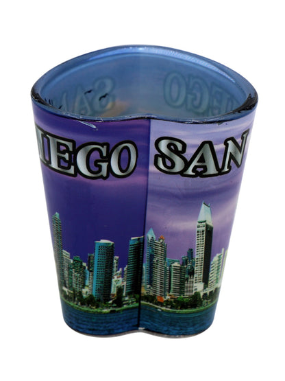 San Diego California Purple Skyline Heart Shaped Shot Glass