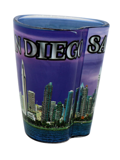 San Diego California Purple Skyline Heart Shaped Shot Glass