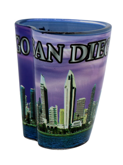 San Diego California Purple Skyline Heart Shaped Shot Glass