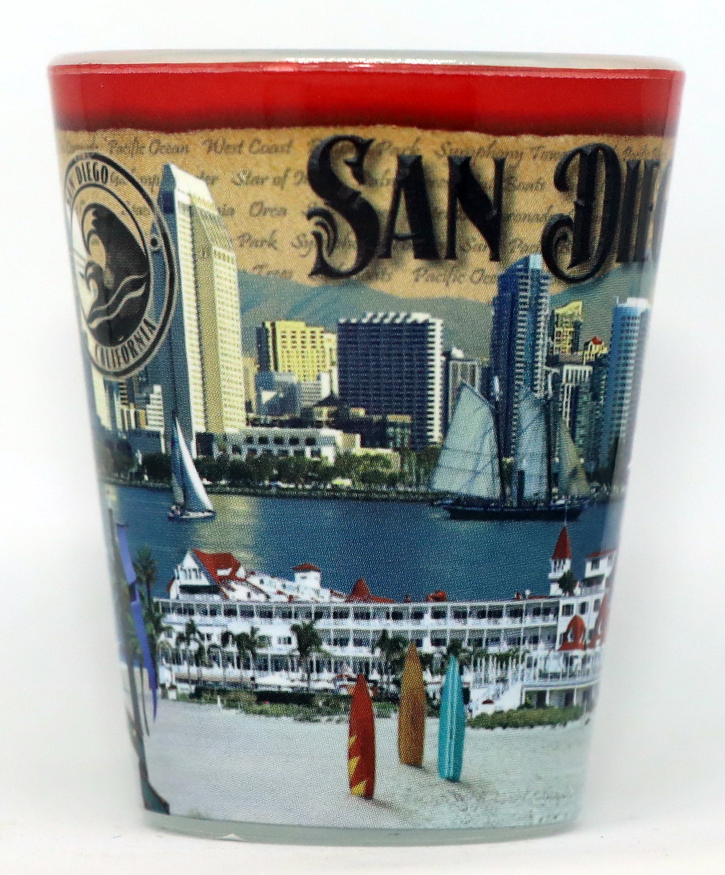 San Diego California Stamp Design Shot Glass