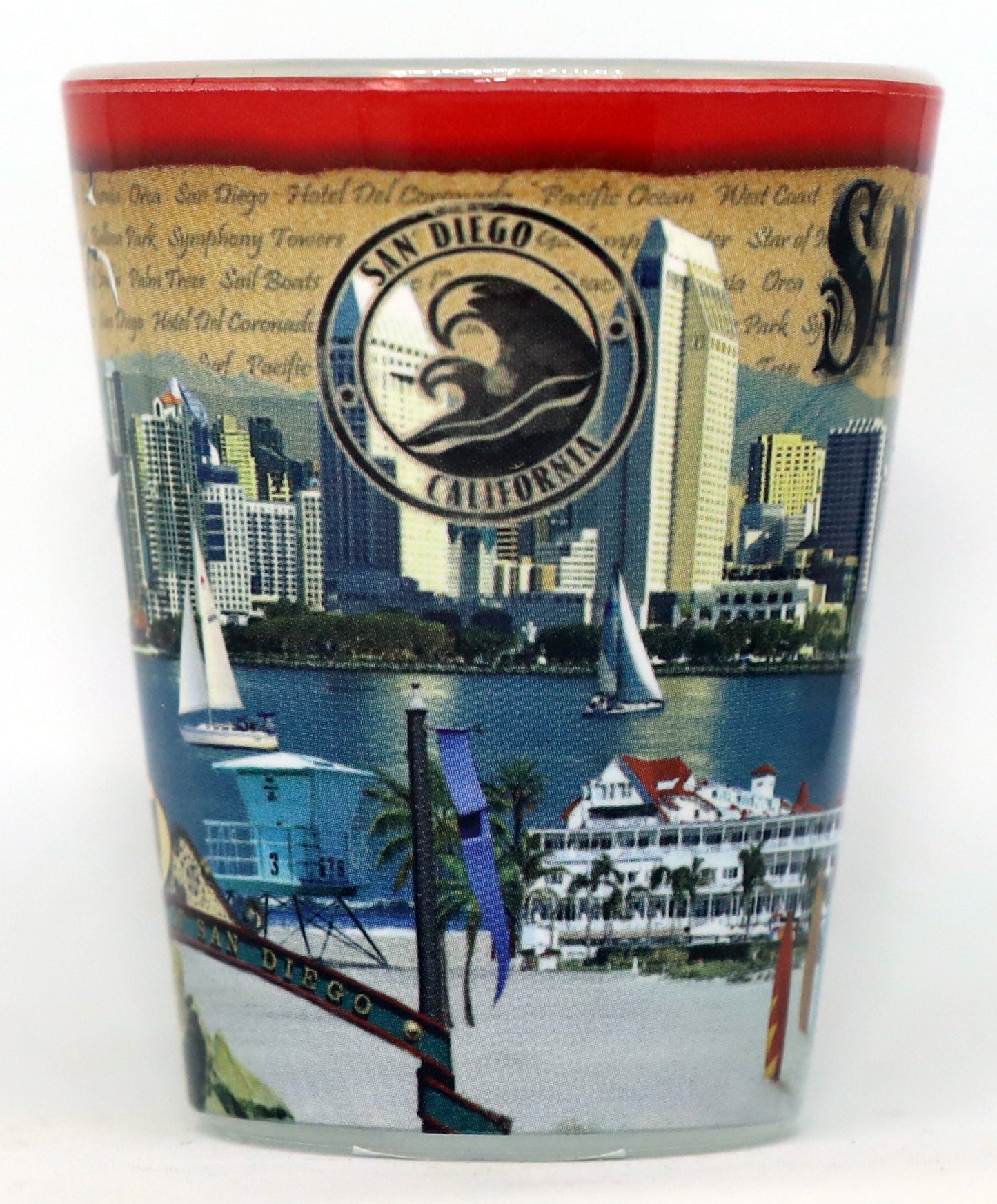 San Diego California Stamp Design Shot Glass