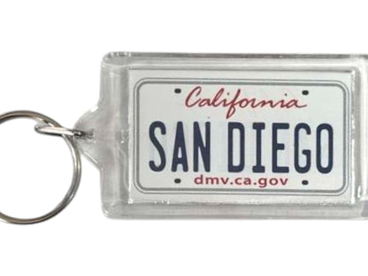 San Diego California License Plate Acrylic Rectangular Souvenir Keychain 2.5" X 1.5"