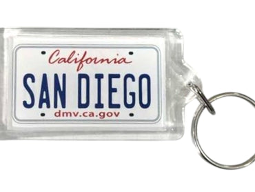 San Diego California License Plate Acrylic Rectangular Souvenir Keychain 2.5" X 1.5"