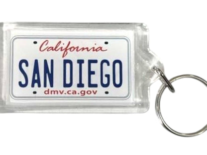 San Diego California License Plate Acrylic Rectangular Souvenir Keychain 2.5" X 1.5"