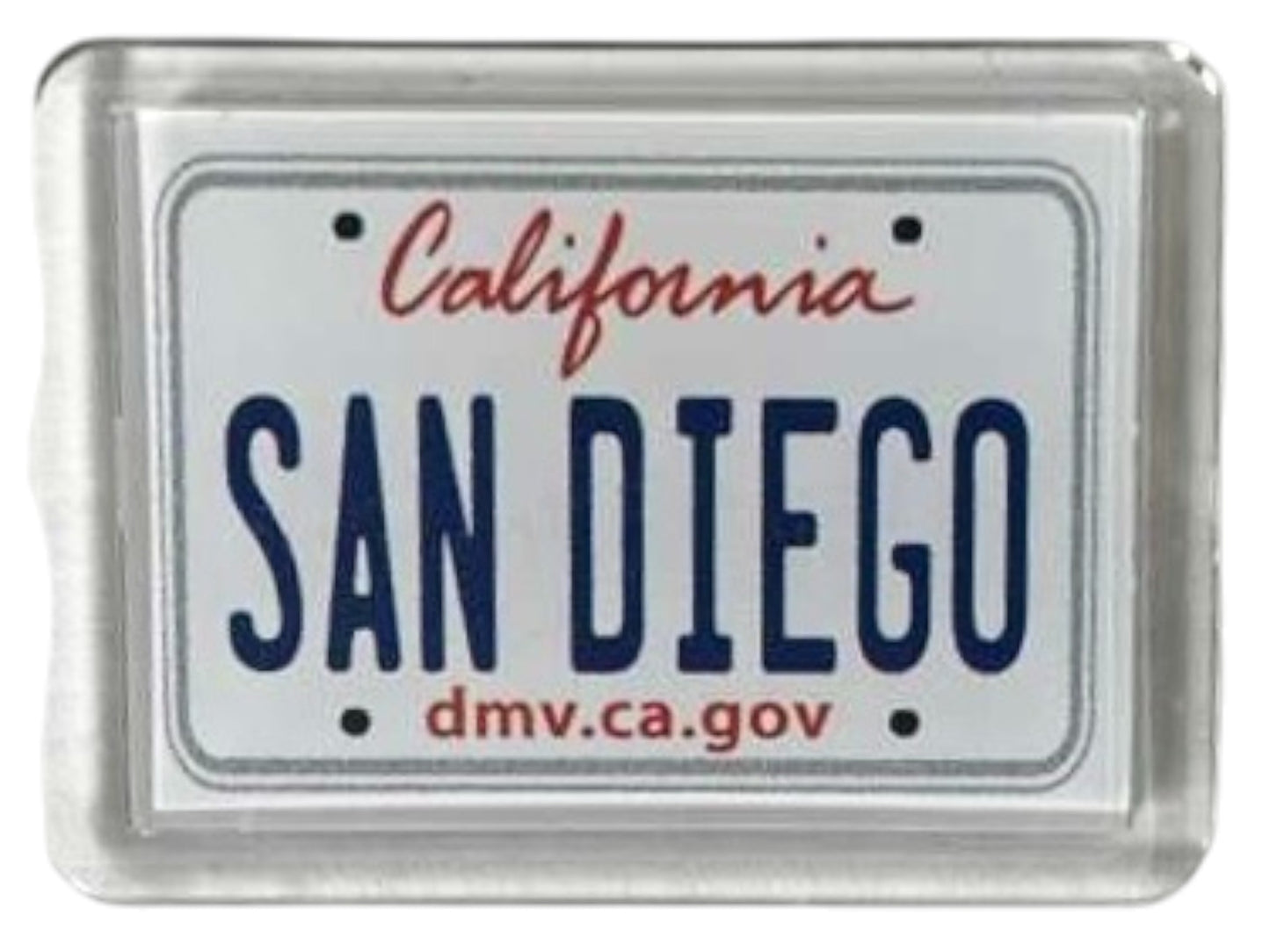 San Diego California License Plate Acrylic Small Fridge Collector's Souvenir Magnet 2.35" X 1.75"