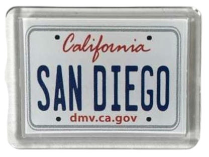 San Diego California License Plate Acrylic Small Fridge Collector's Souvenir Magnet 2.35" X 1.75"