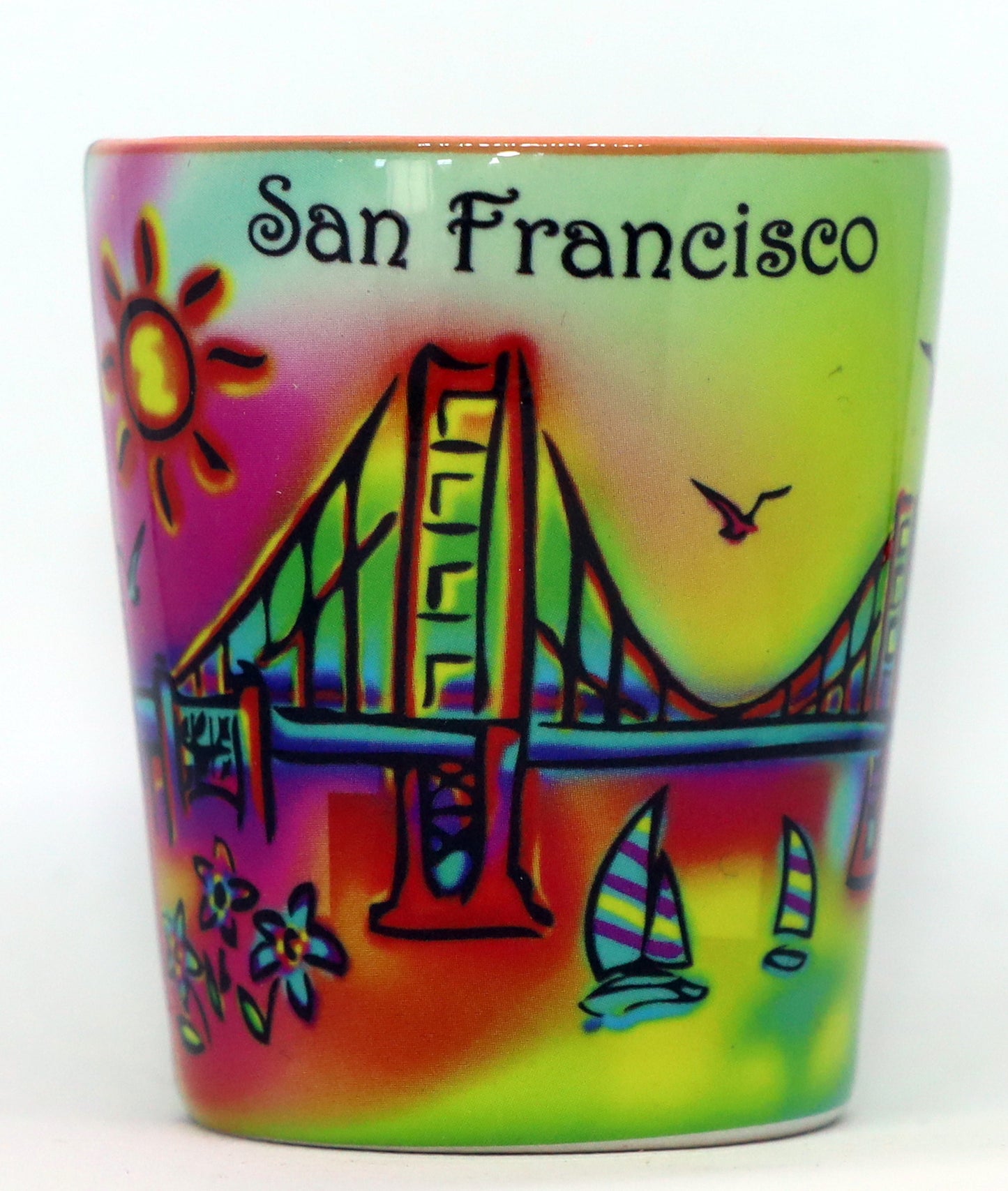 San Francisco California Neon Rainbow Shot Glass