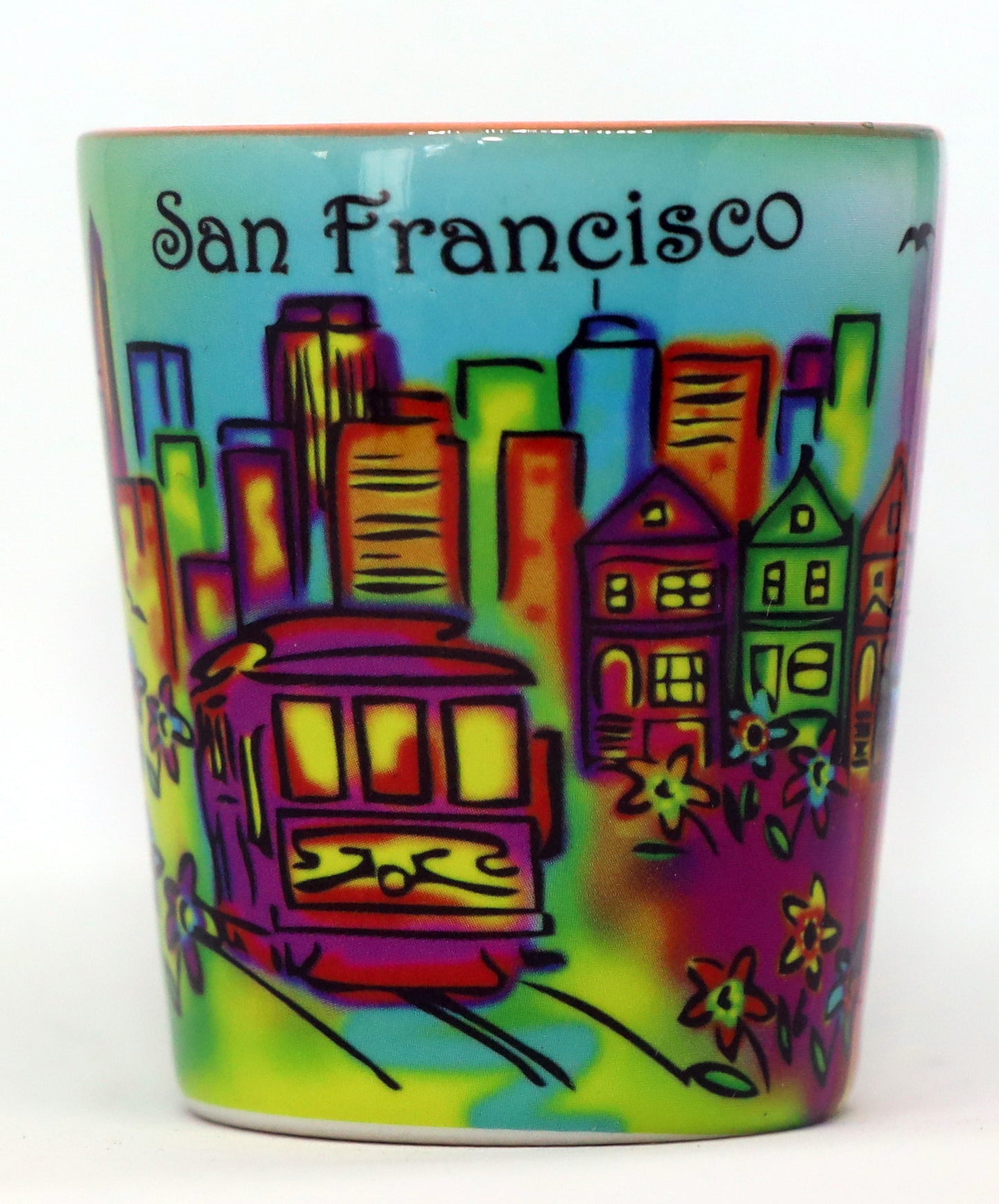 San Francisco California Neon Rainbow Shot Glass