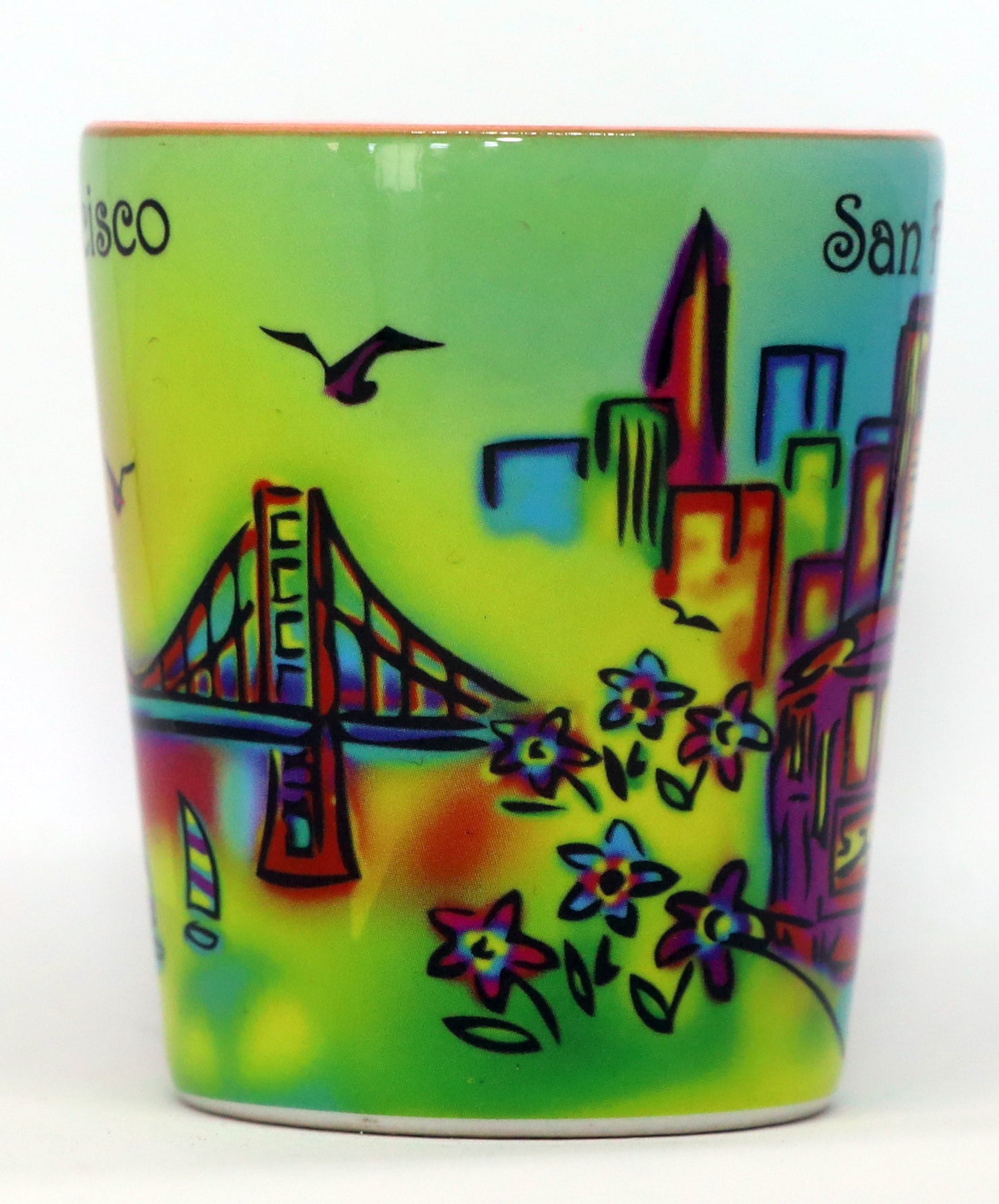 San Francisco California Neon Rainbow Shot Glass