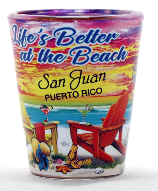 San Juan Puerto Rico Life's Better At The Beach Shot Glass