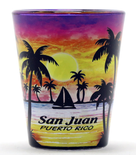 San Juan Puerto Rico Palm Sunset Shot Glass