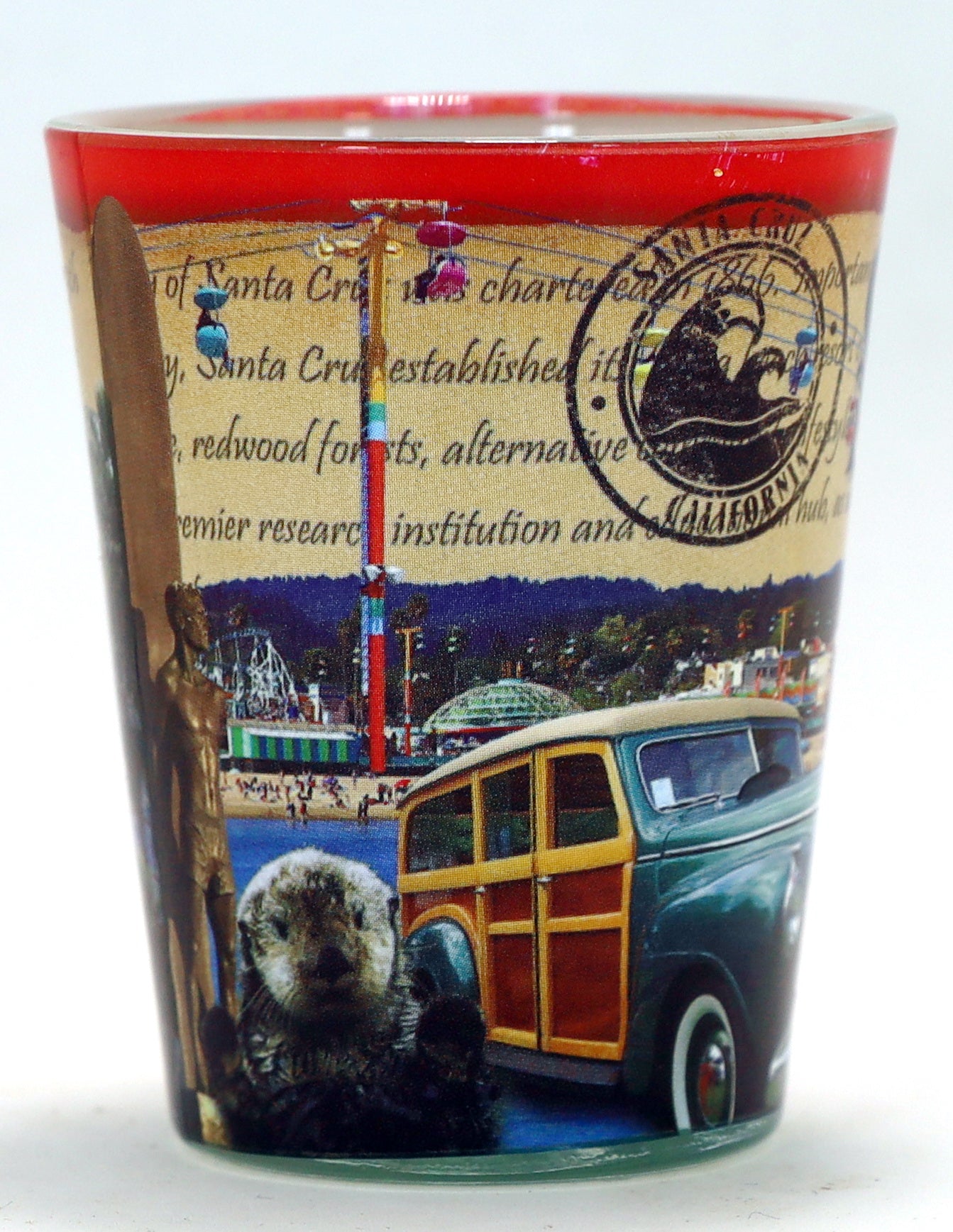 Santa Cruz California Stamp Design Shot Glass