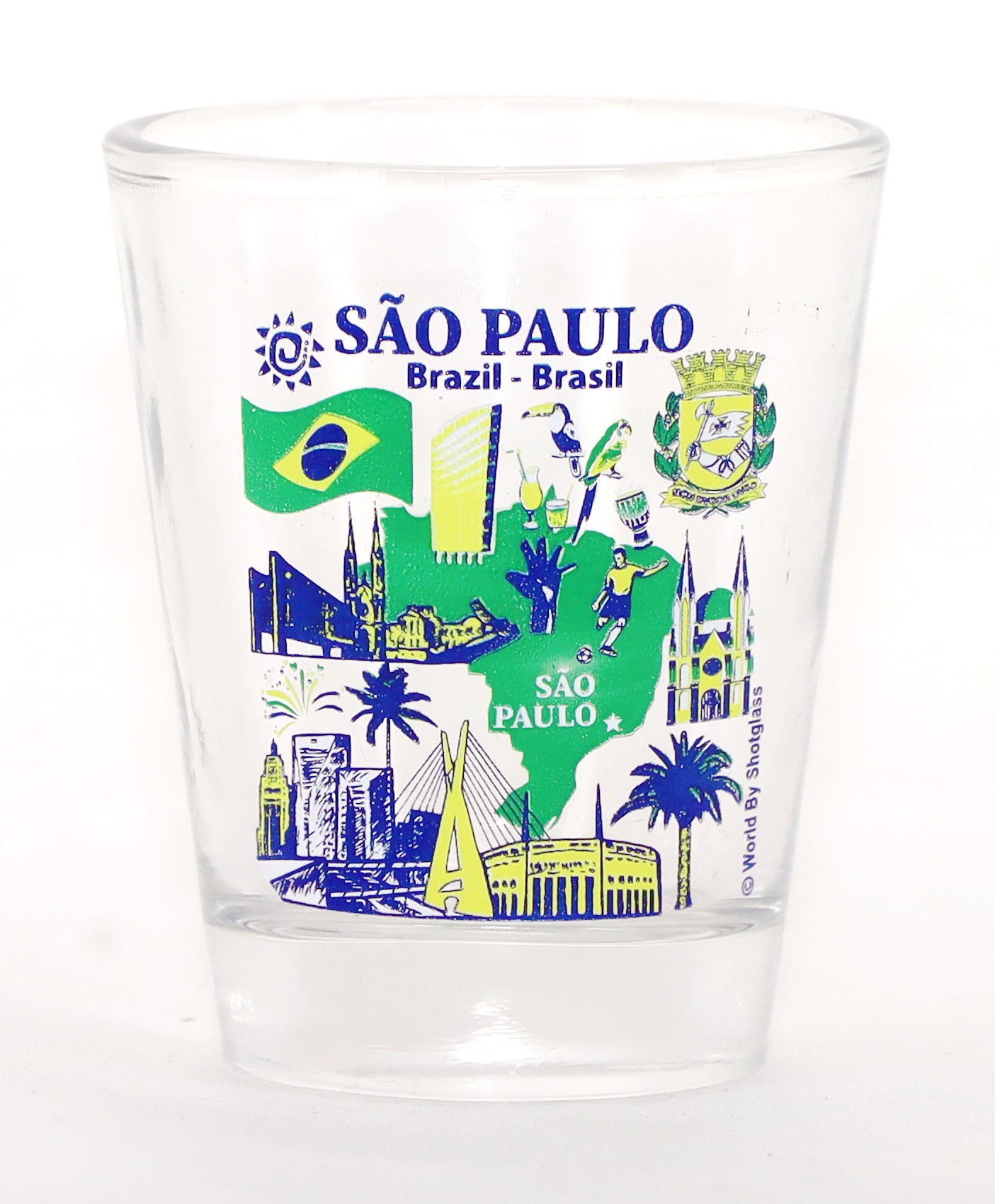 Sao Paulo Brazil Landmarks and Icons Collage Shot Glass