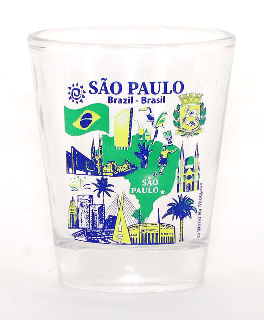 Sao Paulo Brazil Landmarks and Icons Collage Shot Glass